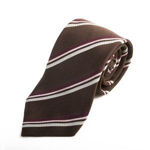 Ermenegildo Zegna Couture Brown Stripe Cotton Blend Tie